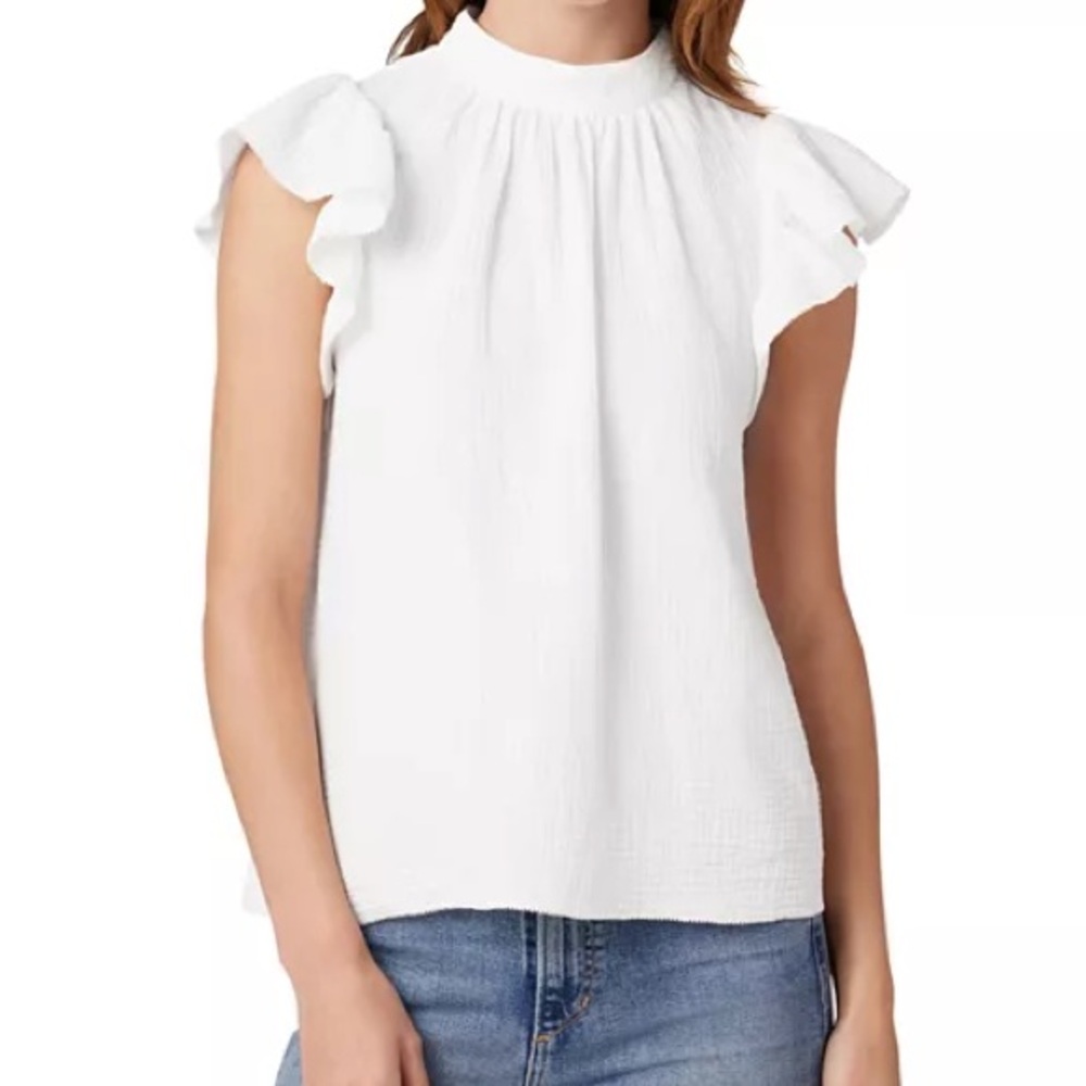 Joe’s Jeans white cotton flutter sleeve blouse